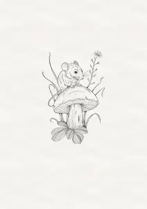 Souris des champs et champignon