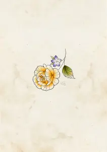 Rose jaune et campanule