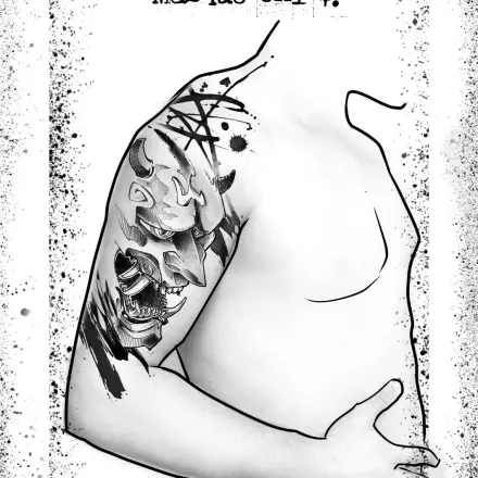 Tattoo masque japonais , oni