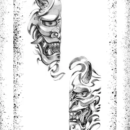 Tattoo masque japonais , oni