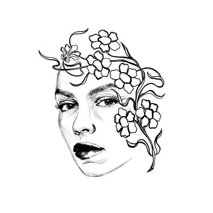 Visage femme fleurs 